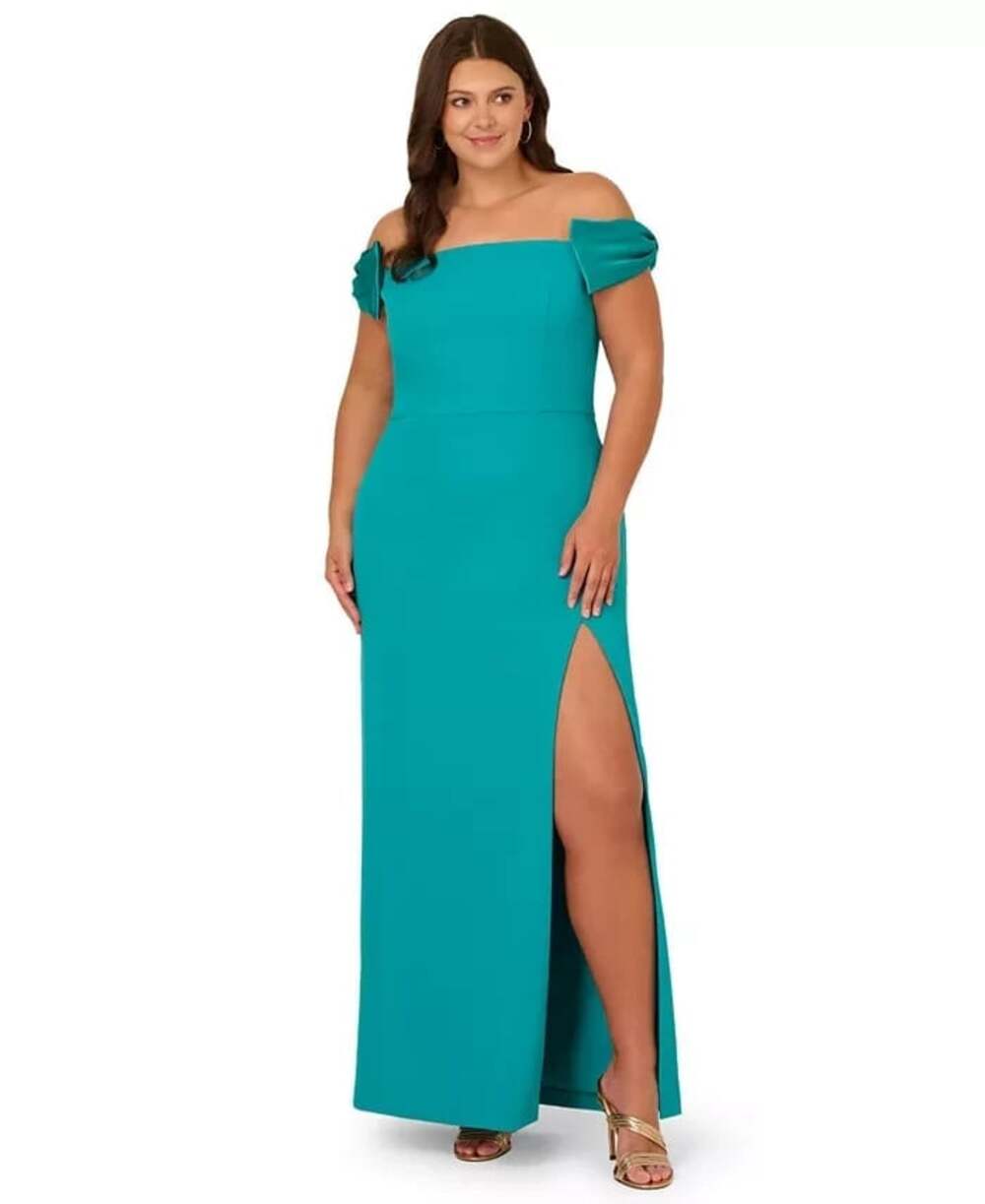 NEW Adrianna Papell Women's 14W Off-the-Shoulder Column Dress • Reg Price $220